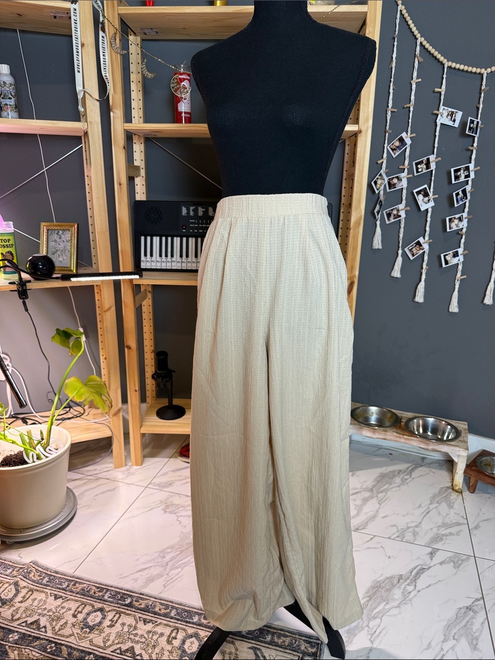 Wide-Leg Cream Lounge Pants